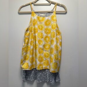 Anthropologie Yellow Citrus Print Women's Tank Top size XS